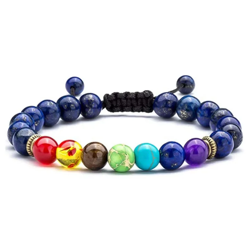 Seven Chakras Braid Beads Bracelet Lazurite Tiger Eye Stone Nature Stone Yoga Energy Bracelet Unisex Sports Bracelet Jewelry