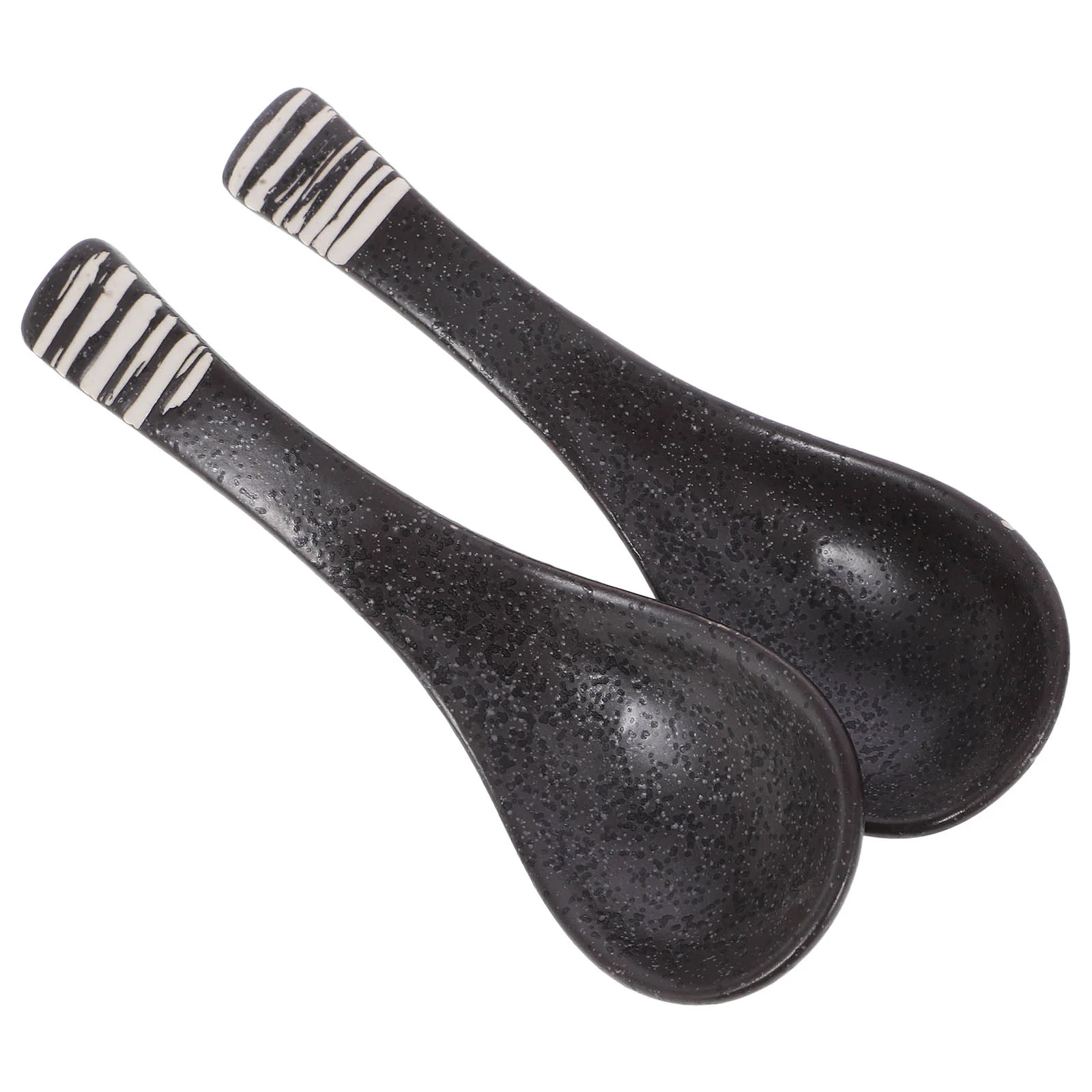 2 Pcs Ceramic Tableware Spoon Soup Dinner Spoons Ramen Vintage Dumpling Food Ceramics Retro