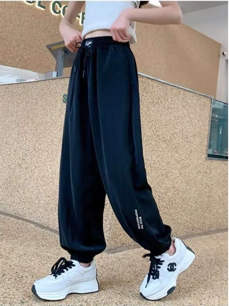 Fashionable Trousers New Style Lace-up Pants Trendy Harajuku Children's Clothing Women's Casual Popular Pants Versatile Summer