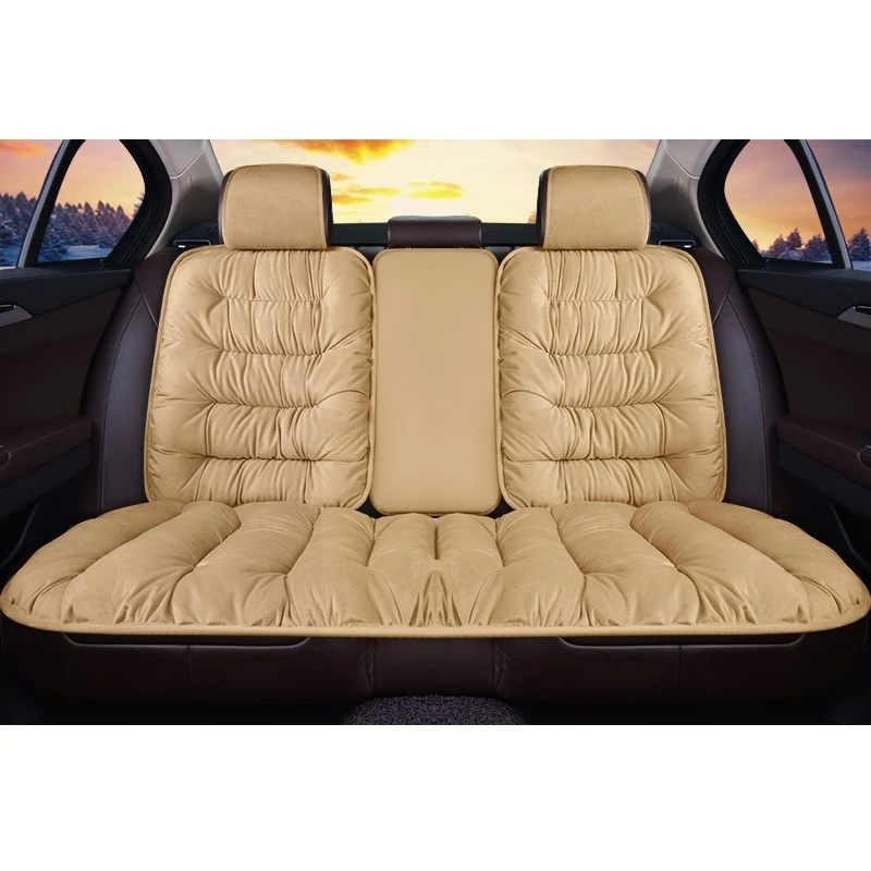 Luxury Plush Car Seat Cushion - 1pc Thick Warm Front Single Seat Cover with Backrest, Universal Fit Easy-Care Comfortable Winter