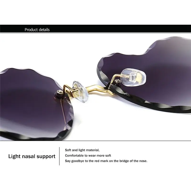 A006 7 Pairs Statement Metal Cut Edge Sunglasses Cute Candy Heart Rimless Ocean Flake Sunshade Sunglasses
