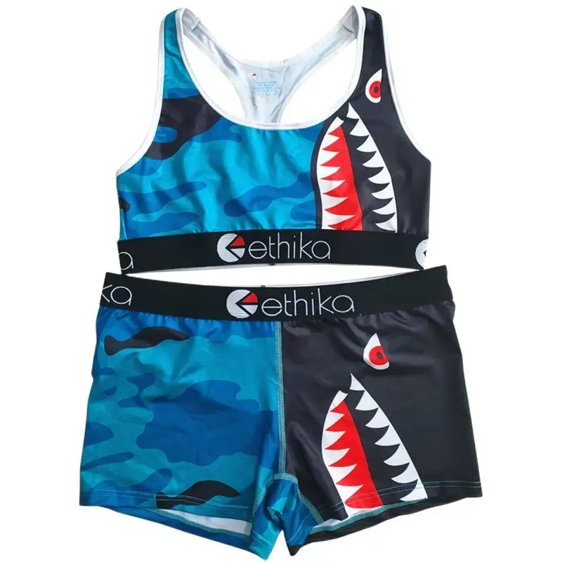 ETHIKA 2024 Women's Ultra-short Vest Boxers Two-piece Set Casual Sports Fitness Breathable and Quick-drying Running Set