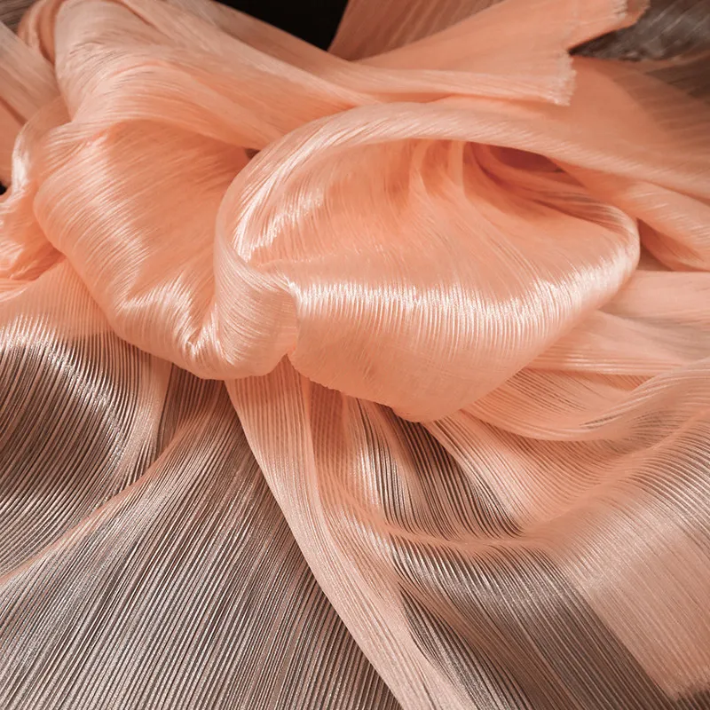 Solid Color Glossy Pleated Fabric Finished Product for Wedding Decoration Background Design Fabrics Diy Sewing Cloth Per Meter view 6