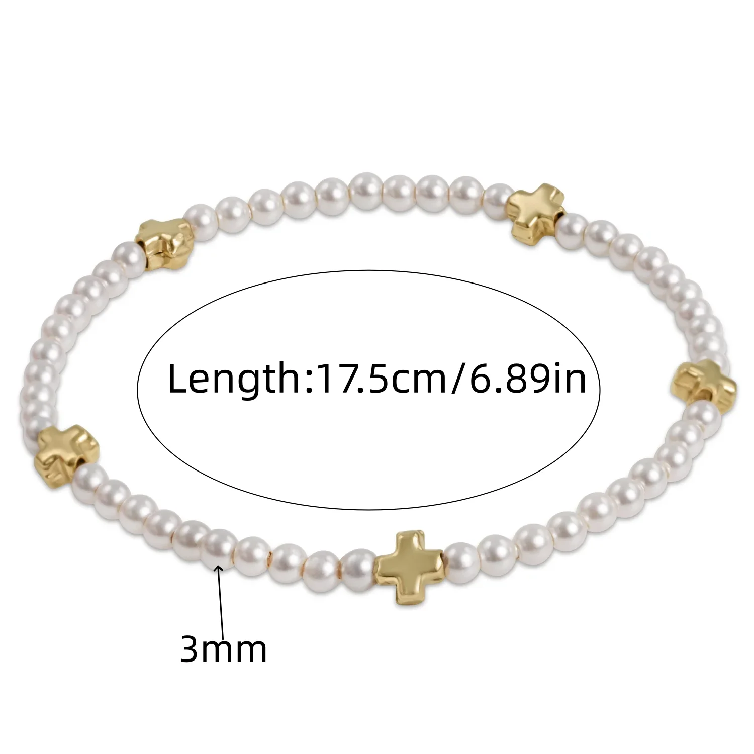 Vlen Muschelperlen-Armband mit 18K vergoldeten Perlen, Stapelschmuck, zierliche Braut-Strand-Handgemachte Perlenarmbänder für Frauen, Geschenk – Detail 3