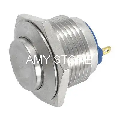 1NO DC 36V 2A Momentary 2 Pin Metal Stainless Steel High Round Head Push Button Switch 12mm Mounting Hole Car Bell Horn Computer
