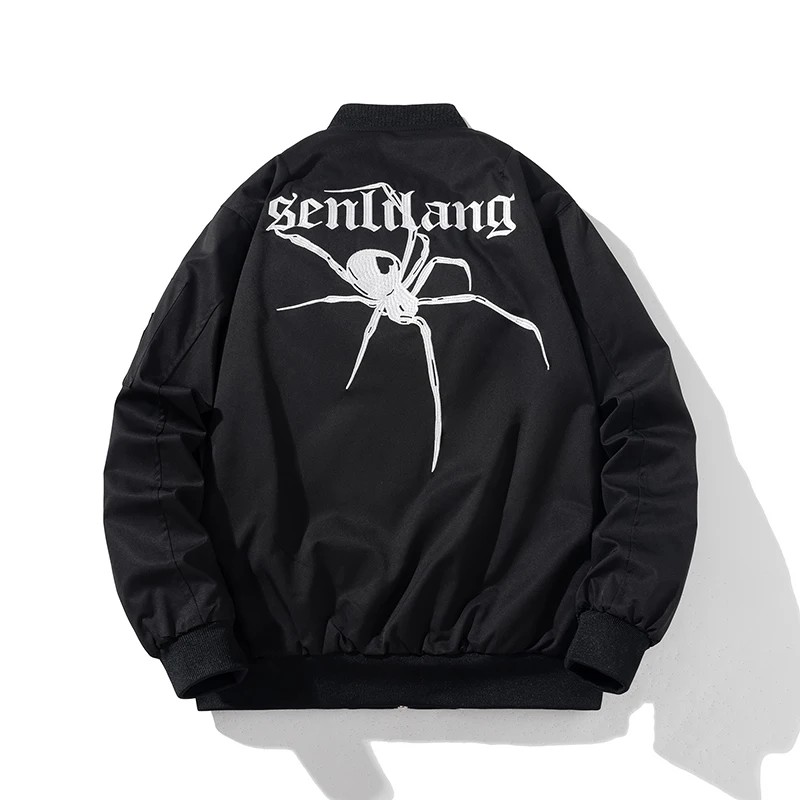 Winter Fashion Men Bomber Jacket Hip Hop Letter Embroidery Jacket Women Spider Cool Streetwear Coat Designer Hooded Parkas 2023