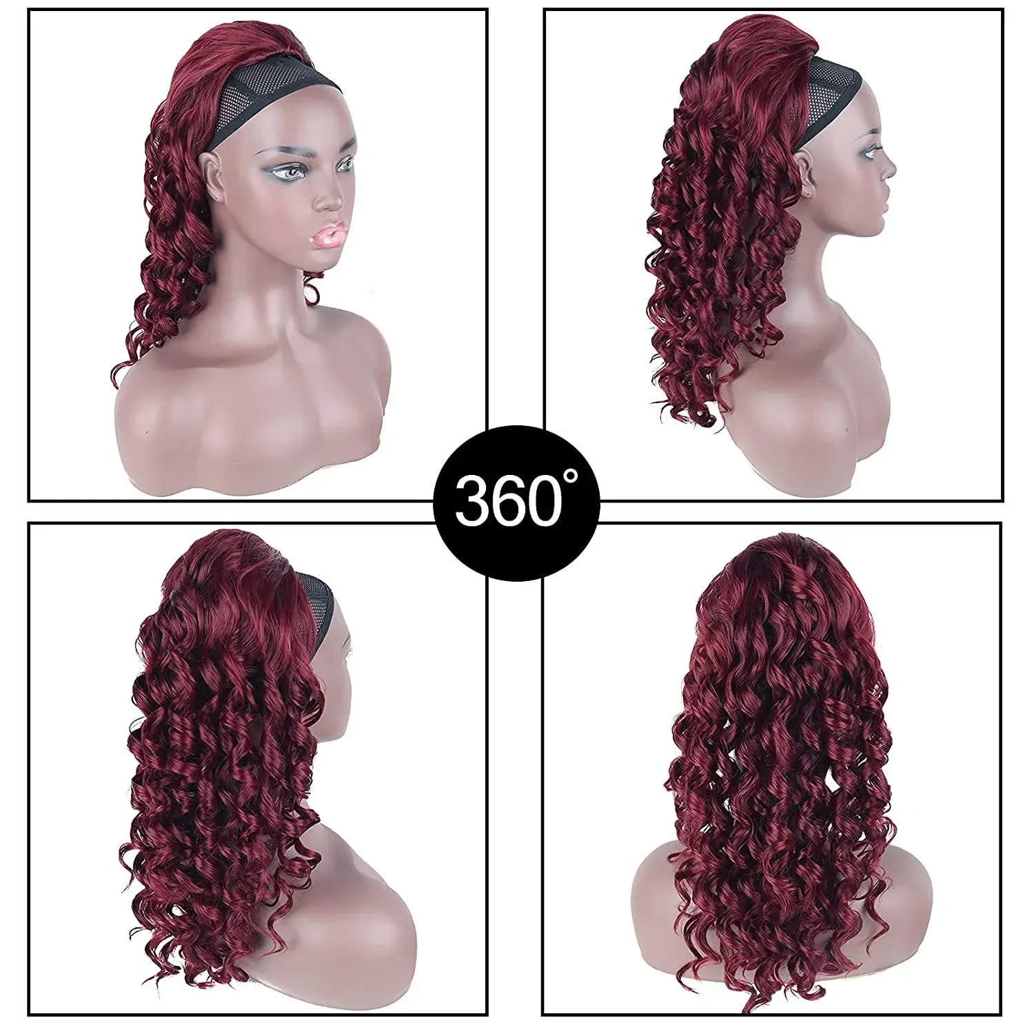 5 Color 20"New long Curly Dstring Ponytail Wig Curly Clip Hair Extension