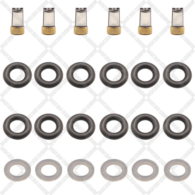 

6set For Bosch Racing Sports Car High Flow Injector 1000cc BS1000 Fuel Injector Service Repair Kit Filters Orings Seals Grommets