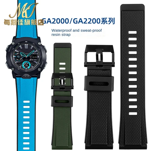 Para Casio G-SHOCK correa de reloj GA-2000 GA2000 ga2200 impermeable deportes resina silicona cadena de reloj correa de reloj negro azul rojo 24mm