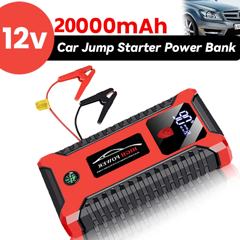 Car Starter Car Battery 12V 20000mAh Starter Tool Car Battery Emergency Booster Charging Cell Phone Digital Display Battery