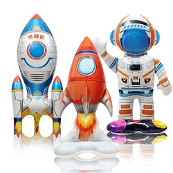 Large 3D Astronaut Foil Balloons Rocket Spaceman Spaceship Balloons For Kids Boy Outer Space Theme Birthday Party Decorations