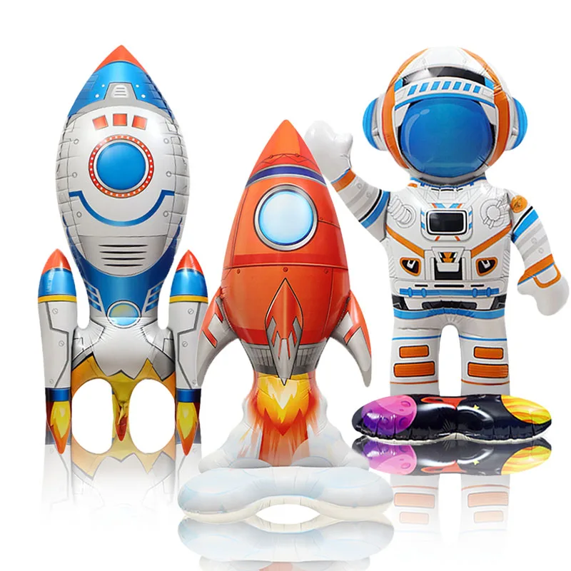 Large 3D Astronaut Foil Balloons Rocket Spaceman Spaceship Balloons For Kids Boy Outer Space Theme Birthday Party Decorations