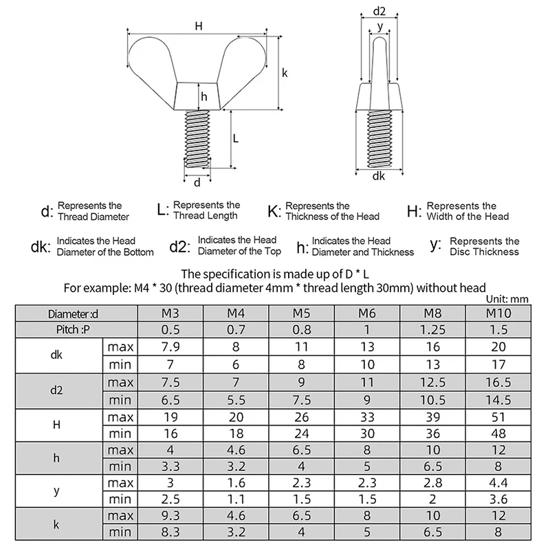 M4 M5 M6 M8 Butterfly Bolt 316 Stainless Steel Wing Bolt Thumb Wing Screw Claw Hand Tighten Screws