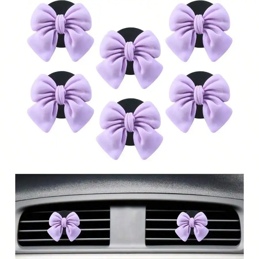 6Pcs Bow Car Air Freshener Cute Air Vent Clip Bow Decoration Auto Interior Accessories for Women Girls