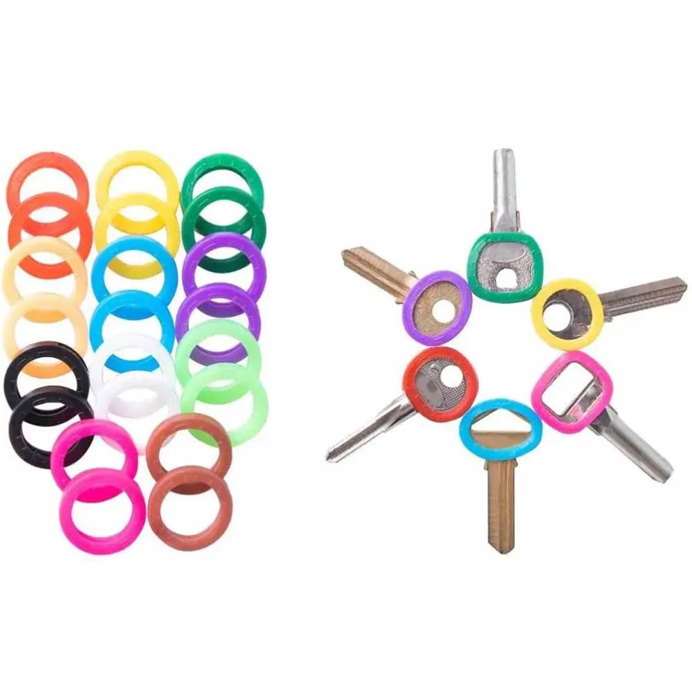 40 Pcs Key Covers Keys Locks Cap Multicolor Elastic Keyring Case Key Protector Markers Key Accessories