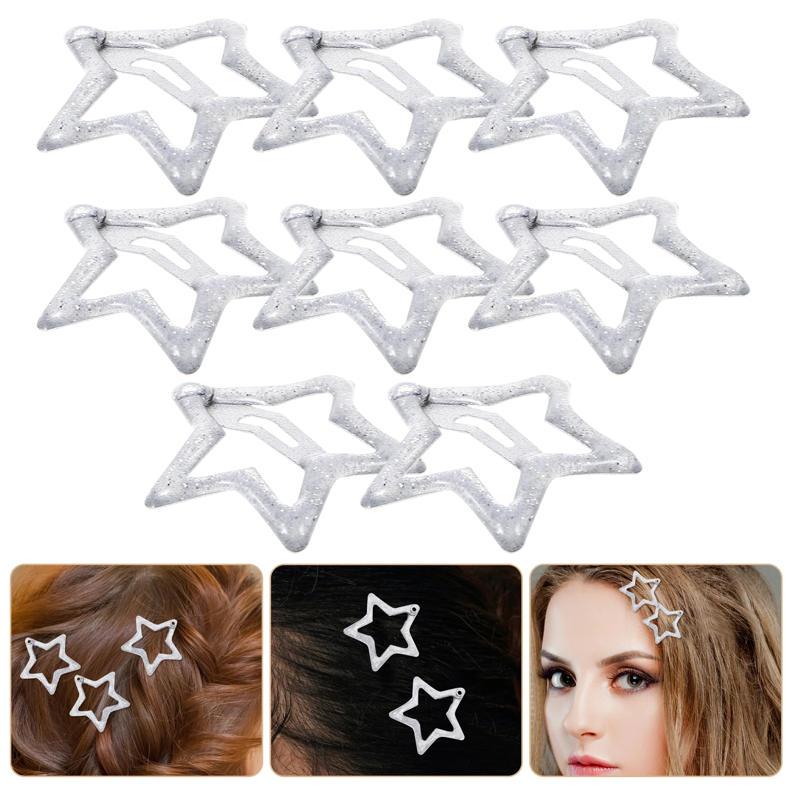 

10pcs Star Hair Clips Metal Snap Hairpins Cute Small Girls Kids Kawaii Hair Accessories Lightweight Durable For Bday Wedding