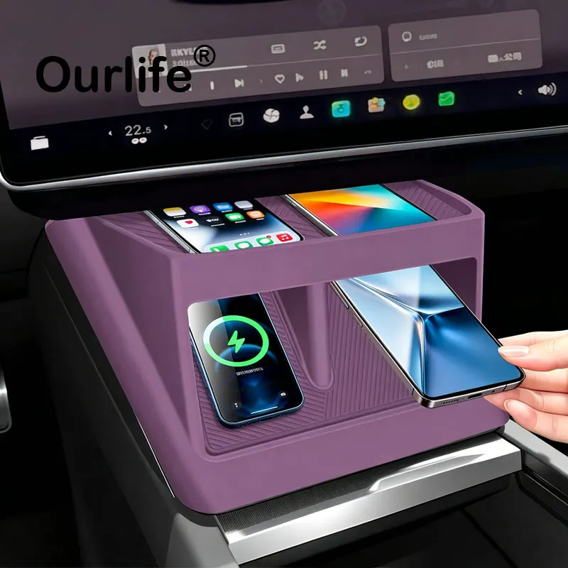 Picture 3: Anti-slip protective pad accessory for the center console glove compartment lid of Tesla Model Y 2026