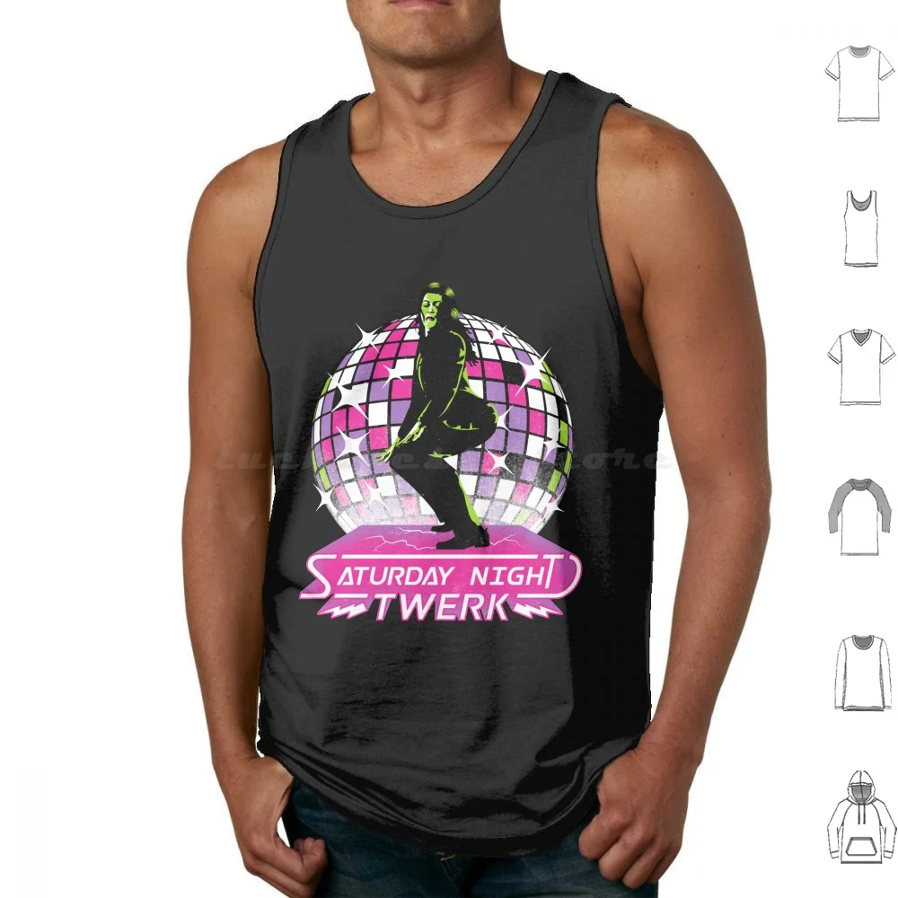 Saturday Night Twerk Tank Tops Print Cotton She Twerking Twerk Saturday Night Fever Dancing Dance Off Green Monster Mash