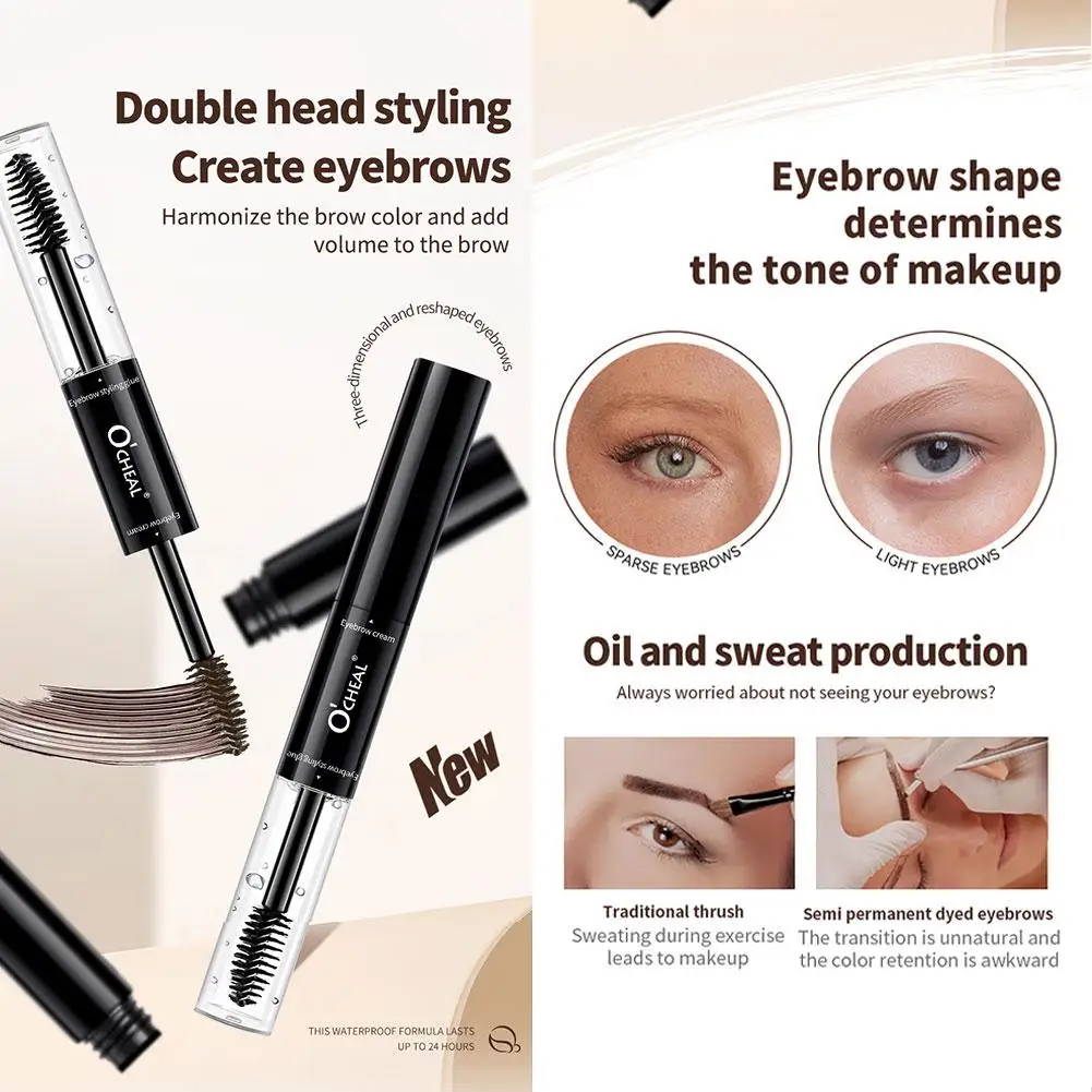 EyeblogggGel-Crayon transparent à double tête, tatouage des sourcils longue durée, imperméable, rehausseur de teinte cosmétique, 2 en 1