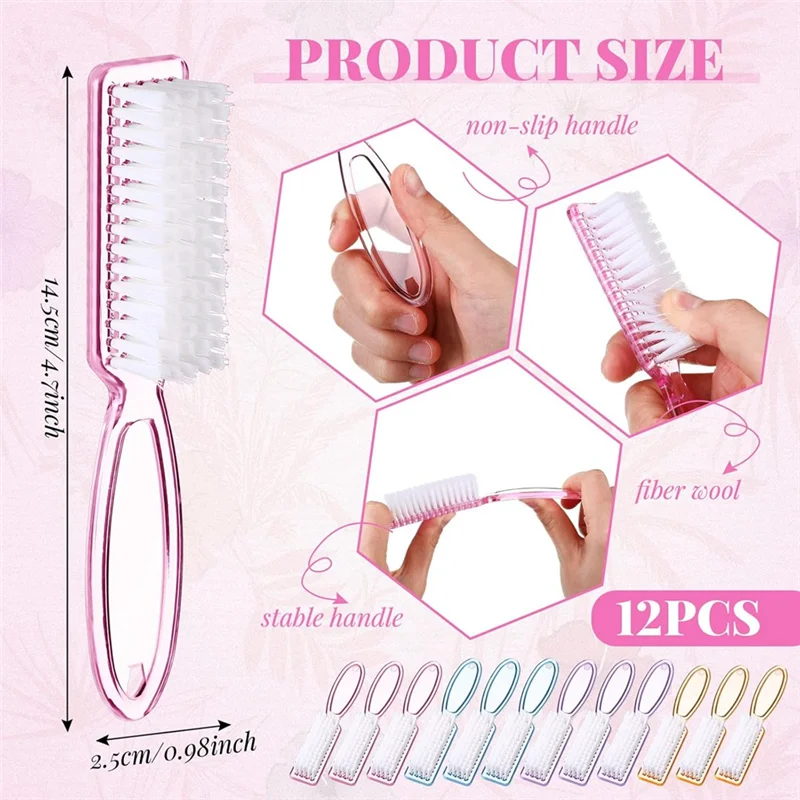 A47F-24개 손잡이형 손톱 브러쉬 다채로운 손톱 세척기 손톱 브러쉬 손발톱 세척 브러쉬