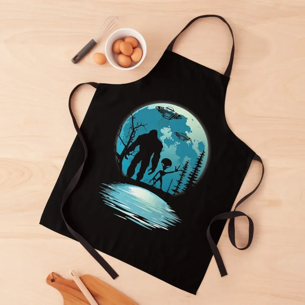 

Bigfoot UFO Moon Alien Extra Terrestrial Apron Sexy Kitchens Accessories kitchen clothes for men christmas kitchen Apron