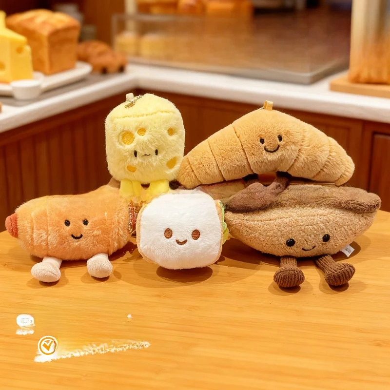 

Очаровательный завтрак, чайное время, сыр, колбаса, хлеб, забавная еда, плюшевая игрушка, брелок, подвесное украшение, мультяшная серия, коллекционная