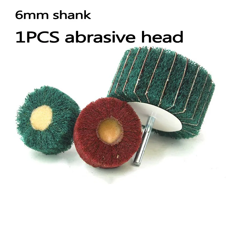 

【Clearance Sale】1Pcs 6mm Shank 40/60/80mm Nylon Fiber Abrasive Head Buffing Wheels For Metal Cleaning Rust Removal Deburring