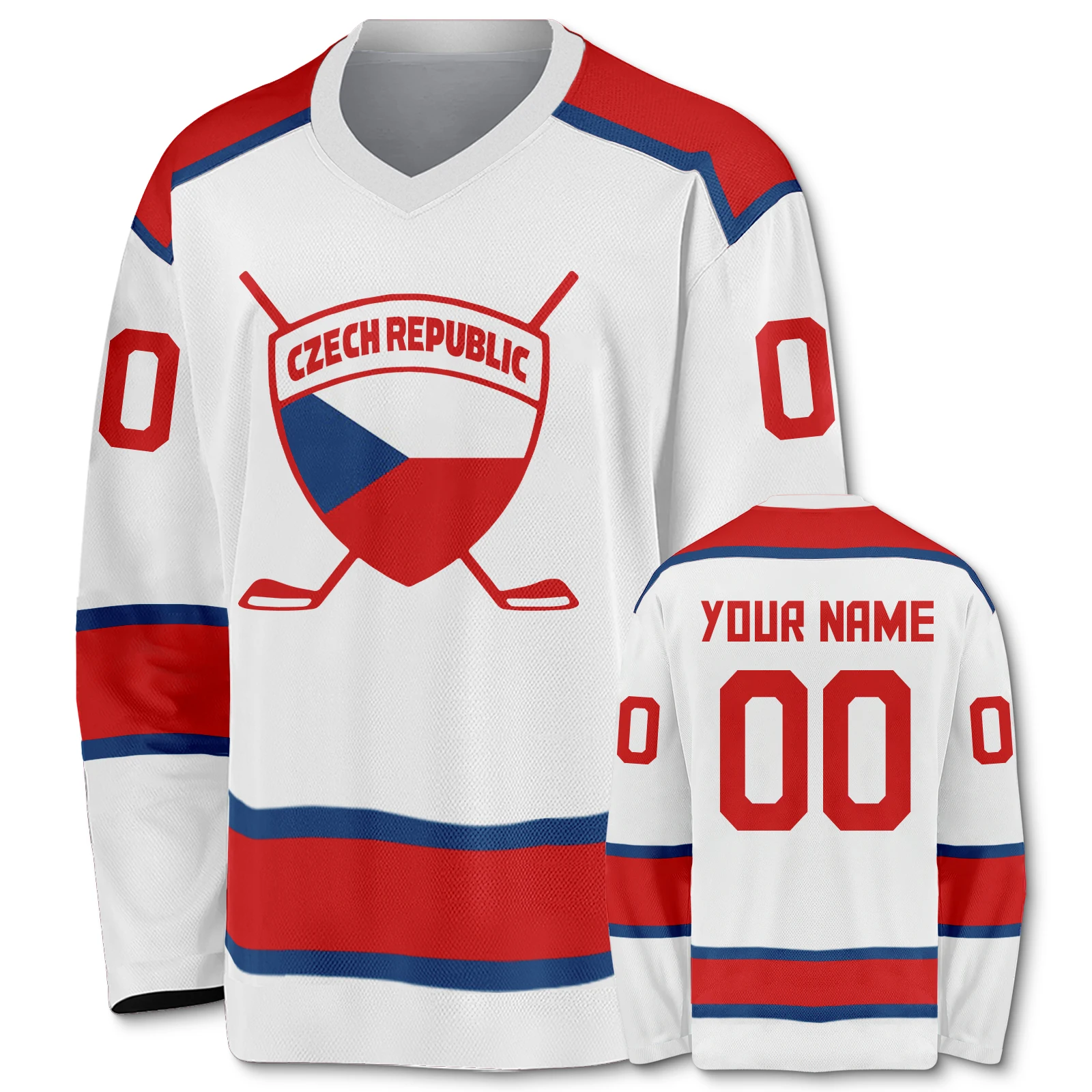 Custom Czech Republic Hockey Jersey with Name Number Personalized Team Gear for Men Women Youth Kids Czech Ice Hockey Fan Shirt