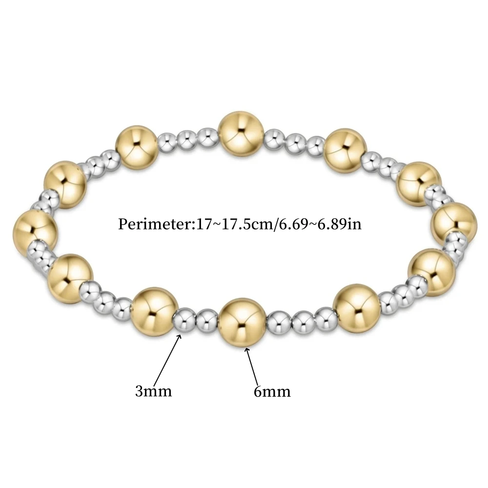 Vlen قابل للتعديل تكويم سوار مُزين بالخرز للنساء الذهب والفضة اللون مختلط مجوهرات بوهو الحد الأدنى الخرز سوار هدية #4