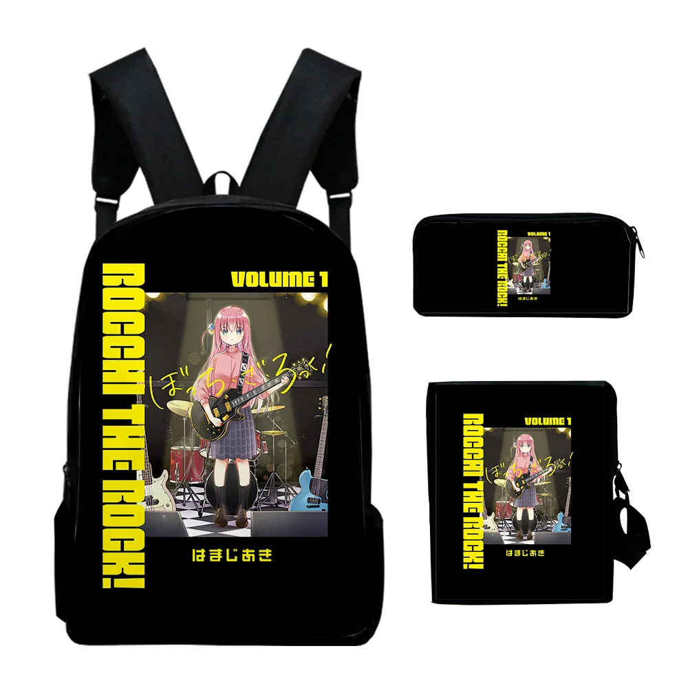 

Fashion Bocchi the Rock Anime 3D Print 3pcs/Set pupil School Bags Laptop Daypack Backpack Inclined shoulder bag Pencil Case