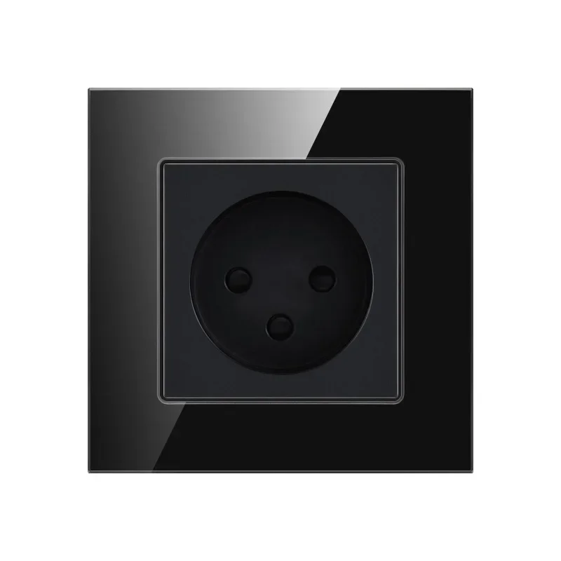 

Israel Standard Black Square Tempered Glass 16A Power Wall Socket, 220V IL Plug Adapter Electric Outlet 86mm*86mm