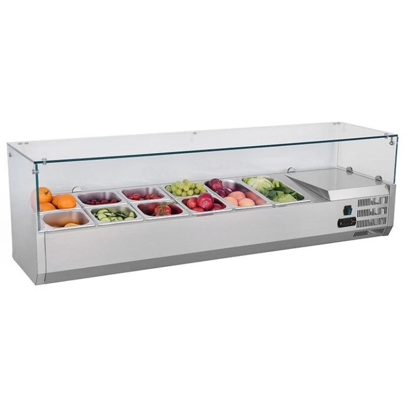 

Commercial fresh-keeping cabinet Desktop salad cabinet Glass pizza spreader Dessert refrigerated display cabinet