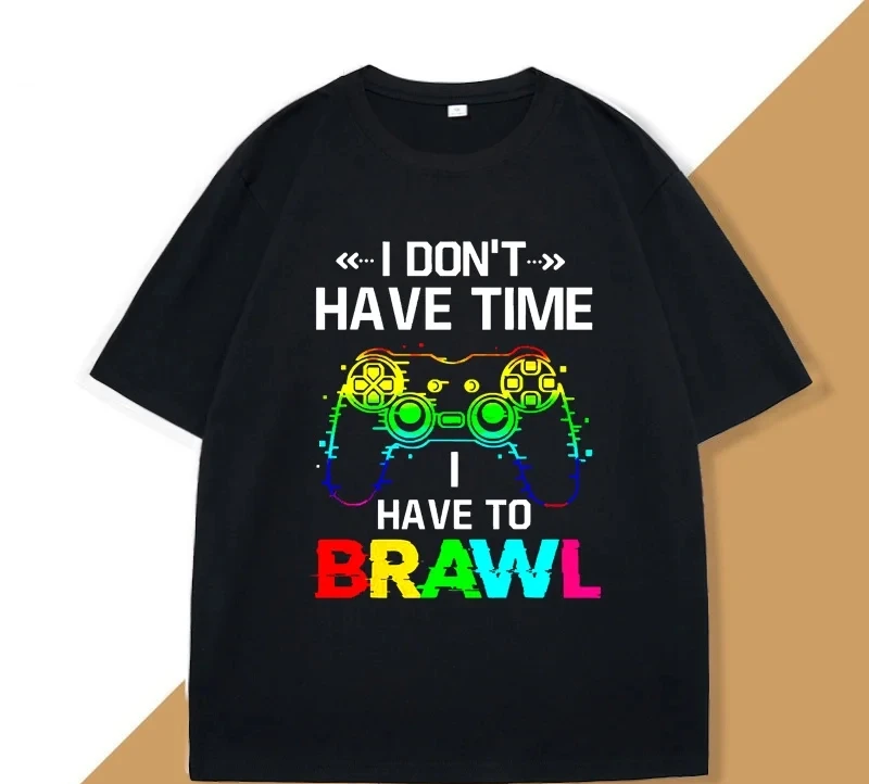 

Summer men, I don't have time. I have to fight fun player pattern T-shirt printed short-sleeved clothing top
