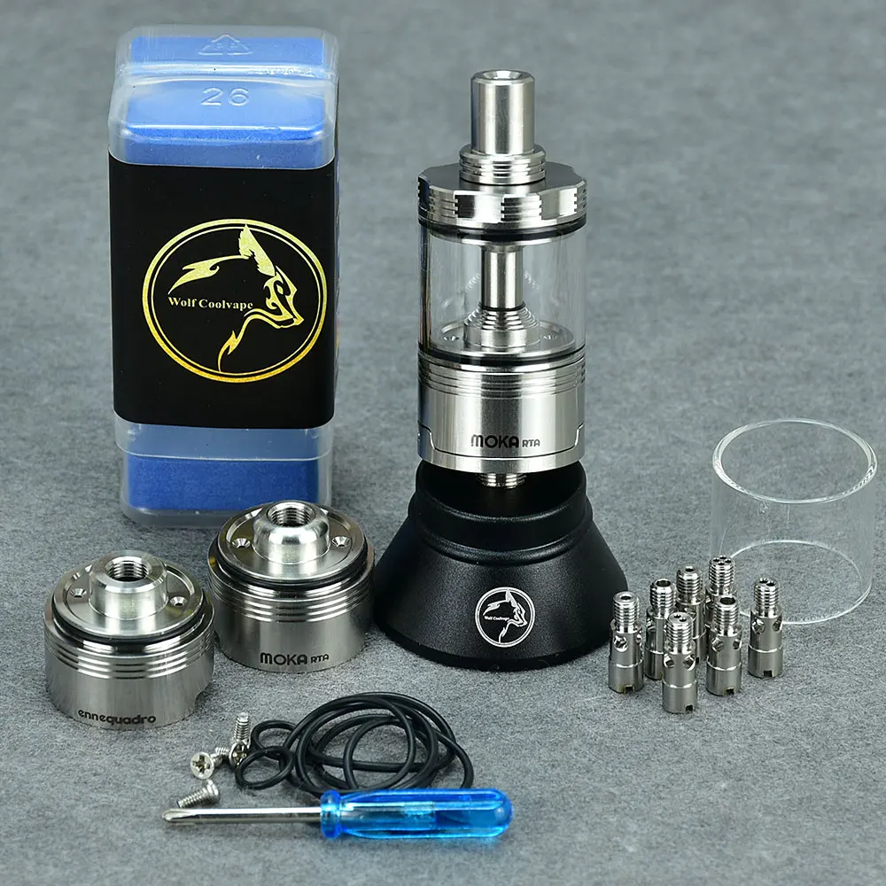 Imagem -05 - Atomizador Reconstruível Wolfcoolvape-moka Rta com Pinos de ar Chambers 316ss 4.5ml 22 mm Bobina Simples Tanque Vape