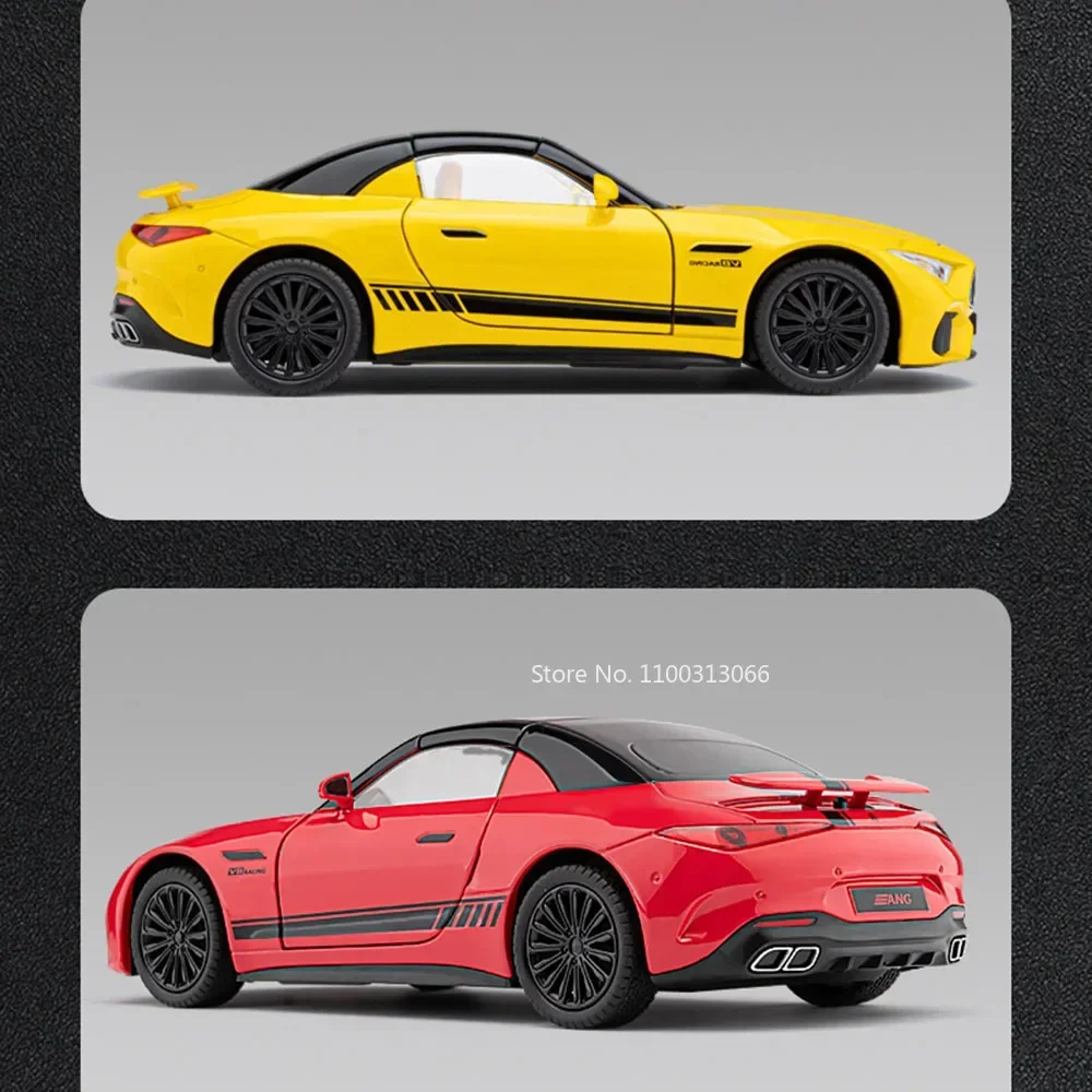 

1:22 Scale SL63 Model Toys Cars Alloy Diecast with Light Sound Supercar Rubber Tires 6 Doors Opened Sports Car Child Adult Gifts