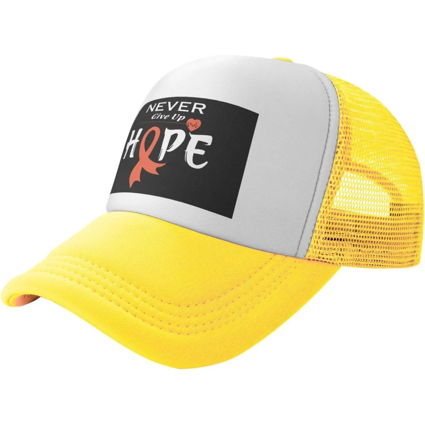 Casquette de camionneur en maille de polyester avec inscription « Hope » pour la sensibilisation à la leucémie, casquette décontractée réglable pour l'extérieur