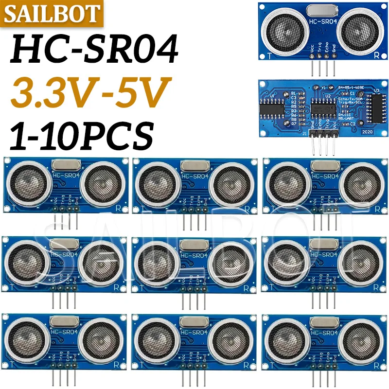 1-10 قطعة HC-SR04 مستشعر بالموجات فوق الصوتية HCSR04 إلى كاشف الموجات العالمية تتراوح وحدة HC SR04 مستشعر المسافة لاردوينو 3.3 فولت-5 فولت