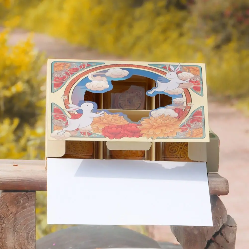 النمط الصيني كعكة القمر التعبئة والتغليف هدية صندوق لطيف اليدوية صفار البيض هش صندوق 6 شبكات مع نافذة منتصف الخريف كعكة القمر صندوق هدايا #1