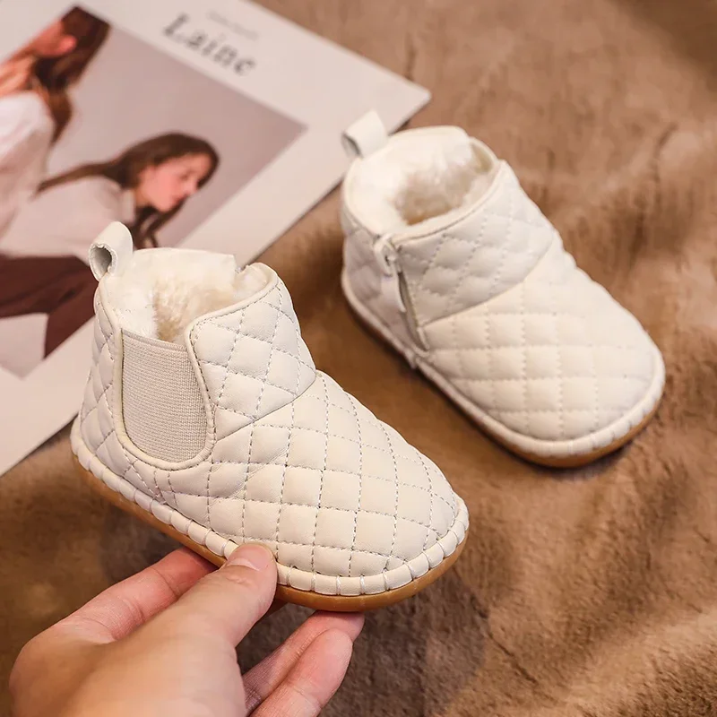 Winter Baby Girls Boys Snow Boots Warm Plush Children Outdoor Shoes Soft Sole Non-slip Infant Shoes Kids Cotton-padded Shoes