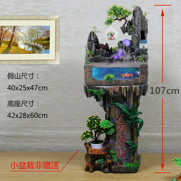 Resin Water Fountain Landscape rockery fountain water glass aquarium opened housewarming crafts and gifts desktop furnishing art