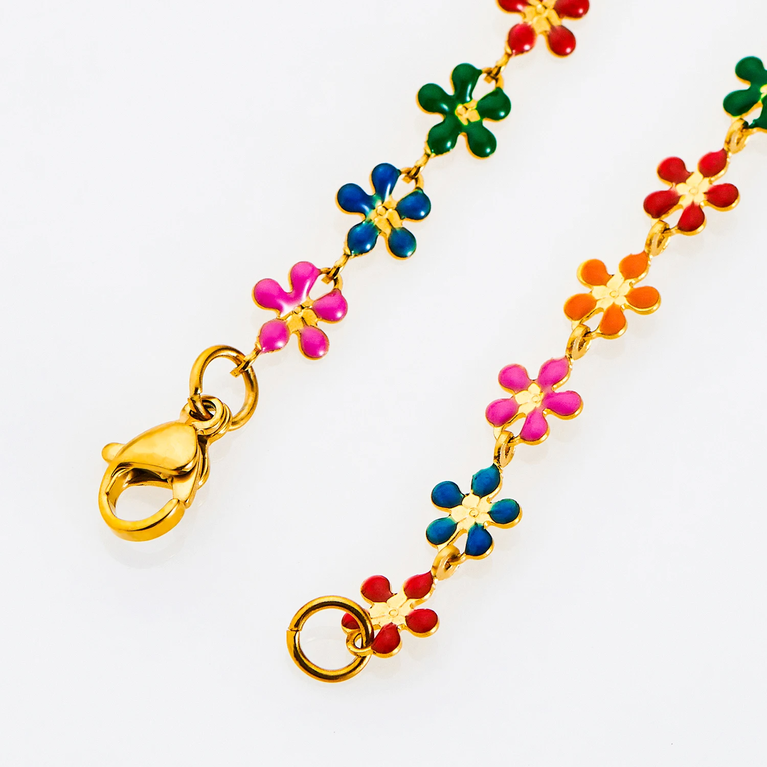 Handgefertigte Süße Kleine Blumenkette für Damen, Schmuck, Emaille-Gänseblümchen-Anhänger, Edelstahl-Halskette – Detail 4