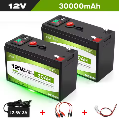 Lithium LiFePO4 12V 30Ah Deep Cycle Iron Phosphate Battery for Solar, Fish Finder, Power Wheels, Lighting,Off-Grid Applications
