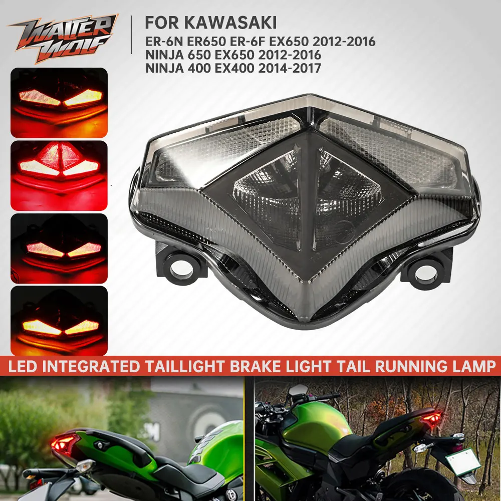 

E24 LED Integrated Taillights Brake Turn Signal Indicator Light For Kawasaki ER-6N ER650 ER-6F EX650 Ninja 650 400 2012-2017