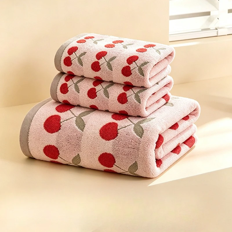 Home Cotton Towel and Bath Towel Set Skin Friendly Soft Absorbent Face Towel Adult Couple Bath Towels Large Bath Towels