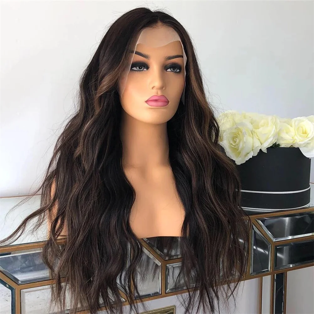 

Preplucked Glueless 26inch 180%Density Highlight Brown 5x5 Silk Base Lace Wave Jewish Human With BabyHair HD Lace European Hair