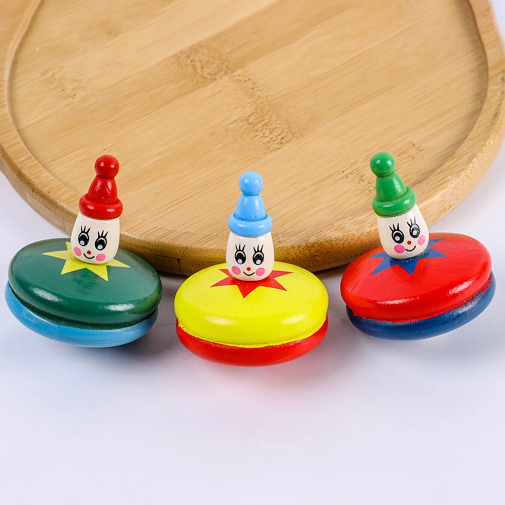 5 pezzi di cartone animato giroscopio in legno manuale a rotazione rapida mini giroscopio per bambini forniture interattive per bomboniere di decompressione