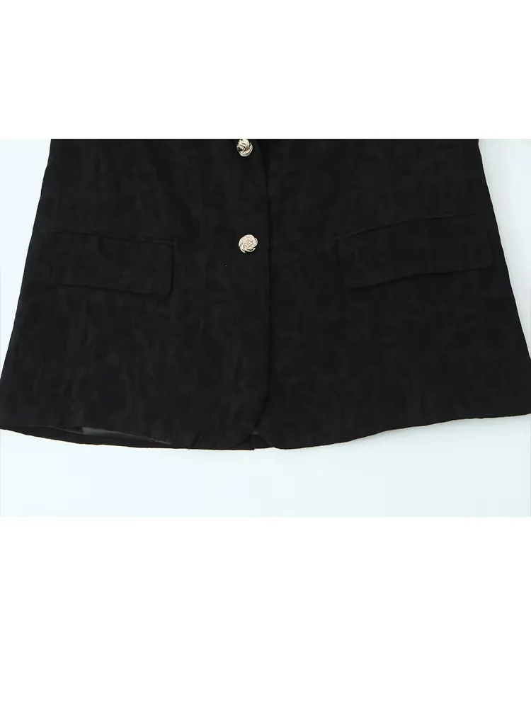 HH Women Fashion Pants Suit Long Sleeve Single-breasted Lapel Pocket Shoulder Pad Blazer Jacket+Zipper Chain Matching Pants