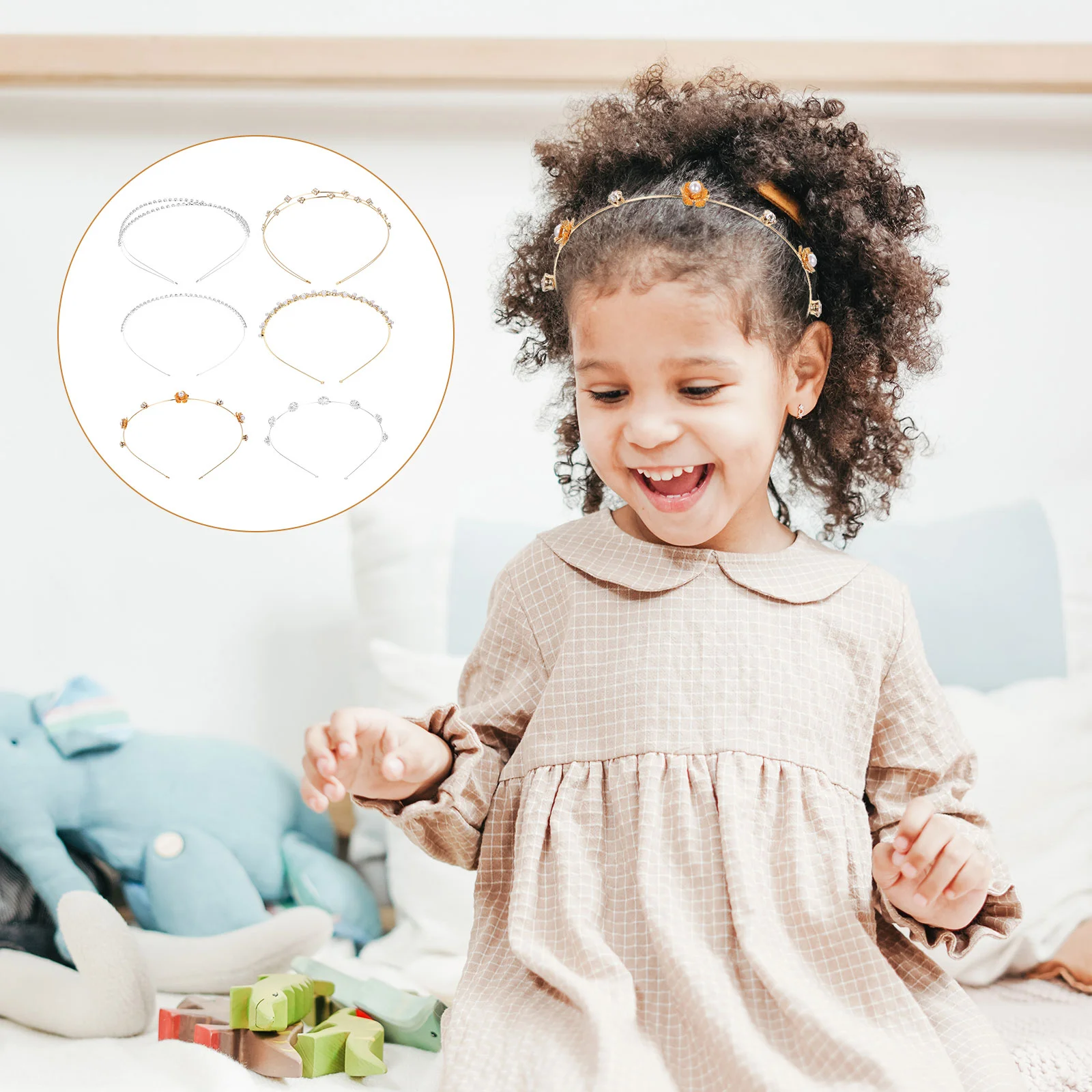 6 Pcs Rhinestone Headband Girls Pearl Party Women Hair Accessory Vintage Fashion