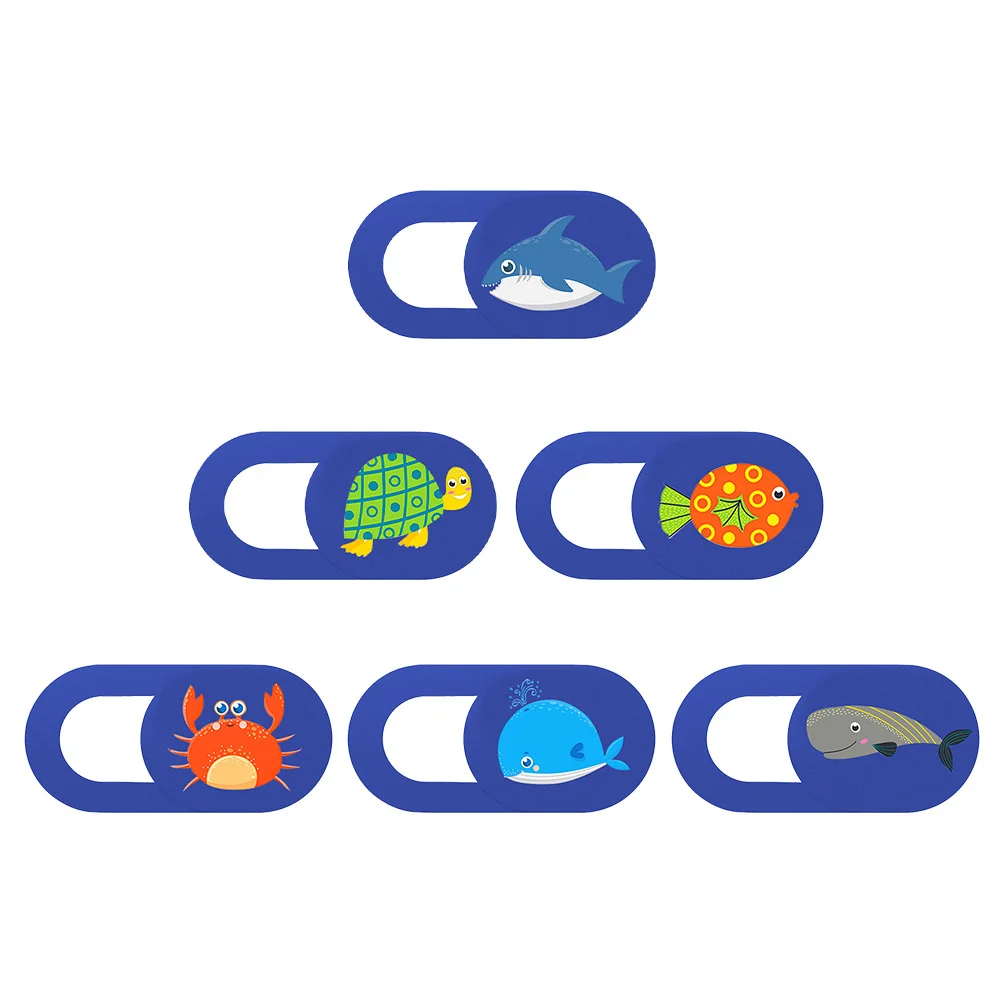 

6Pcs Webcam Cover Slide Marine Animal Pattern Privacy Adhesive Web Protector Laptop Phone Tablet