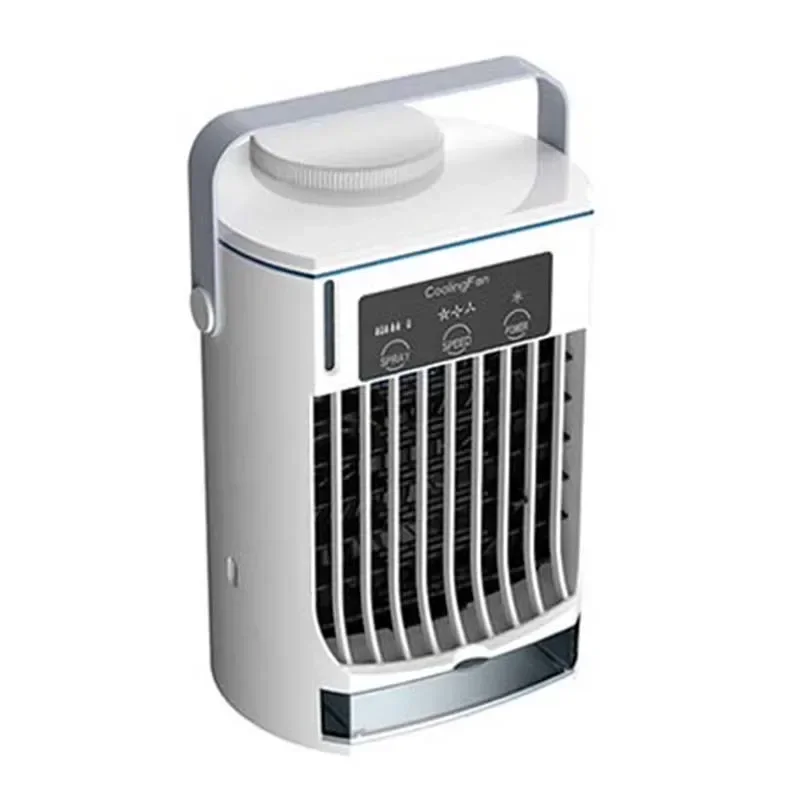 ใหม่พัดลมระบายความร้อนตั้งโต๊ะพัดลมเครื่องปรับอากาศแบบพกพาพร้อมพัดลมระบายความร้อนด้วยอากาศความเร็วลม 3 ระดับ